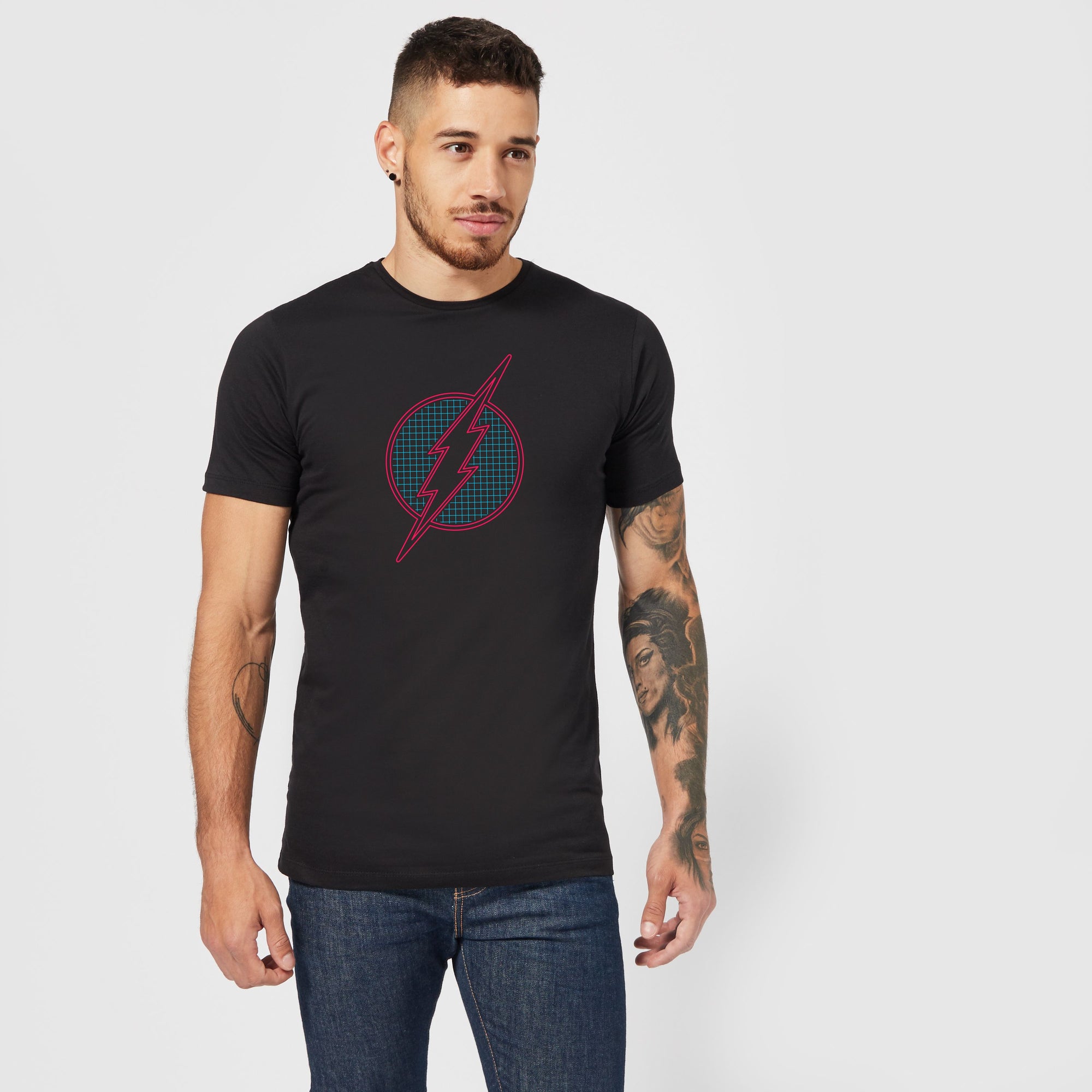 Official DC Comics Justice League Flash Retro Grid Logo Unisex T-Shirt