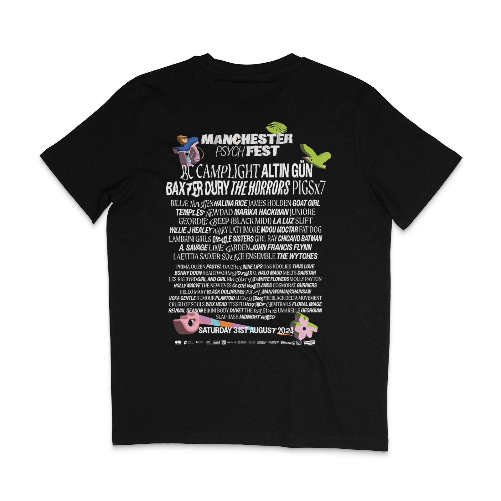 Manchester Psych Fest 2024 Festival Short Sleeve T-Shirt - Black