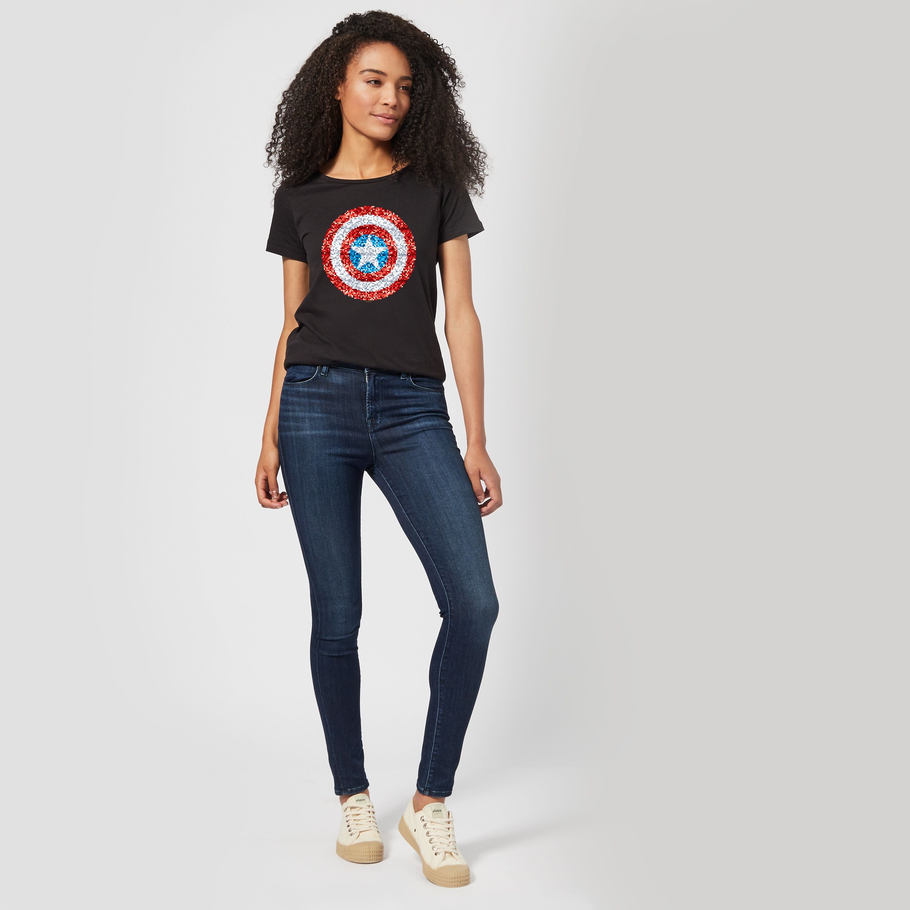 Official Marvel Captain America Pixelated Shield Women's T-Shirt