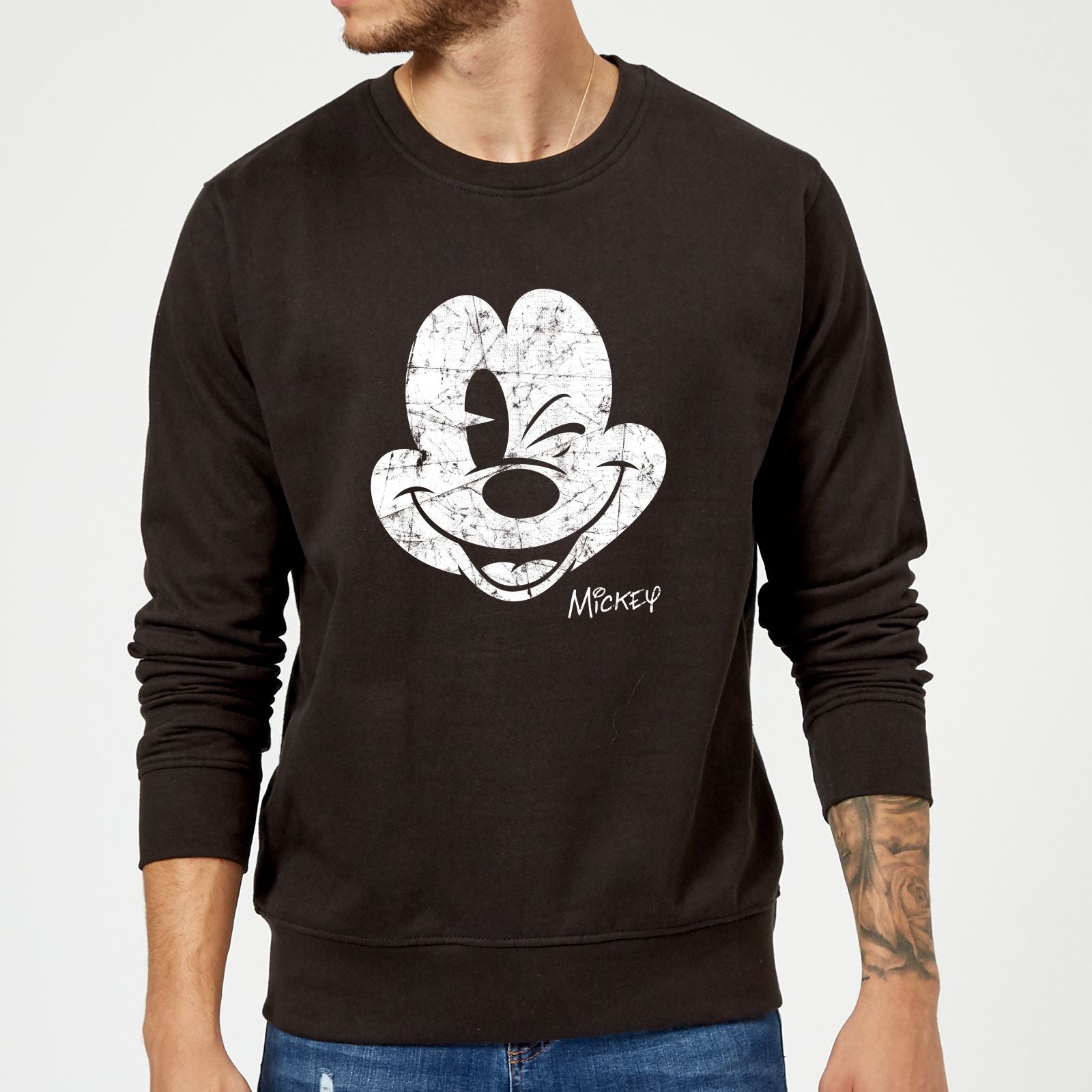 Official Disney Mickey Mouse Worn Face Sweatshirt