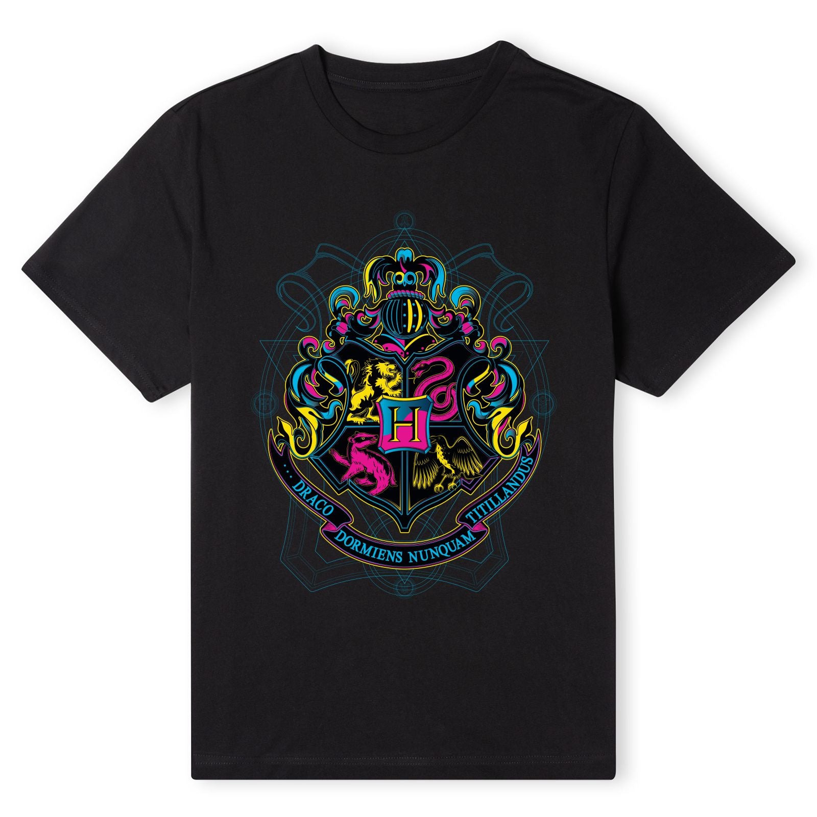 Official Harry Potter Hogwarts Neon Crest Unisex T-Shirt